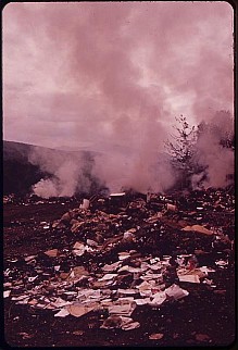 Burning Trash at the Dump at Gorham, on the Androscoggin River, Berlin, New Hampshire, 1973