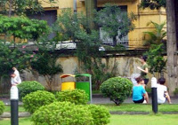 Hanoi City Park with recycling & organic containers photo
