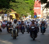 Morning rush hour in Hanoi photo